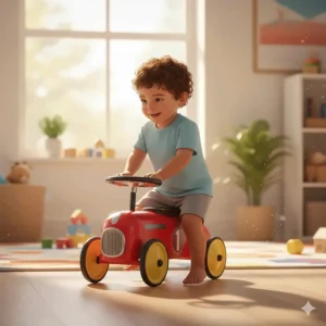 A classic foot-to-floor ride-on car for toddlers to help develop leg strength and motor skills.