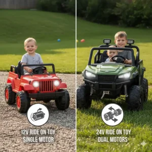 Visual representation of dual motor power in 24V vehicles for better torque and performance.