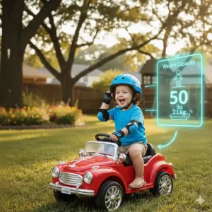 An icon-style illustration indicating the average weight capacity for ride on toys designed for 2-year-olds.