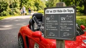 Comparison chart between 6V and 12V motors for electric ride-on toys for 3-year-olds to explain speed levels.