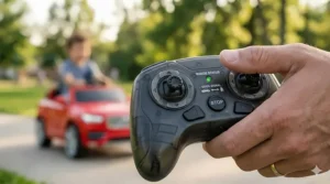 Miniature licensed Mercedes ride-on SUV with remote control functionality for toddlers.