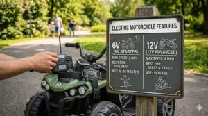 A stable three-wheeled electric motorcycle toy suitable for a 3-year-old’s balance and coordination.