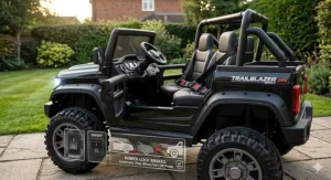 Infographic showing the 130lb weight capacity of heavy-duty 2-seater ride-ons for 8-10 year olds.