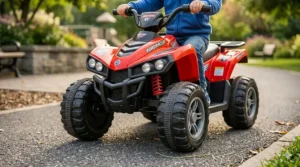 A pink and blue 6V electric bumper car toy for toddlers featuring 360 degree spin capabilities and flashing LED lights.