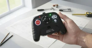 An illustration demonstrating how the 2.4G wireless remote control overrides a kids electric ride on toy car for safety.