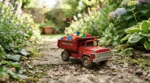 Comparing cargo bed use in a two seater ride on truck vs two seater ride on UTV for kids hauling toys
